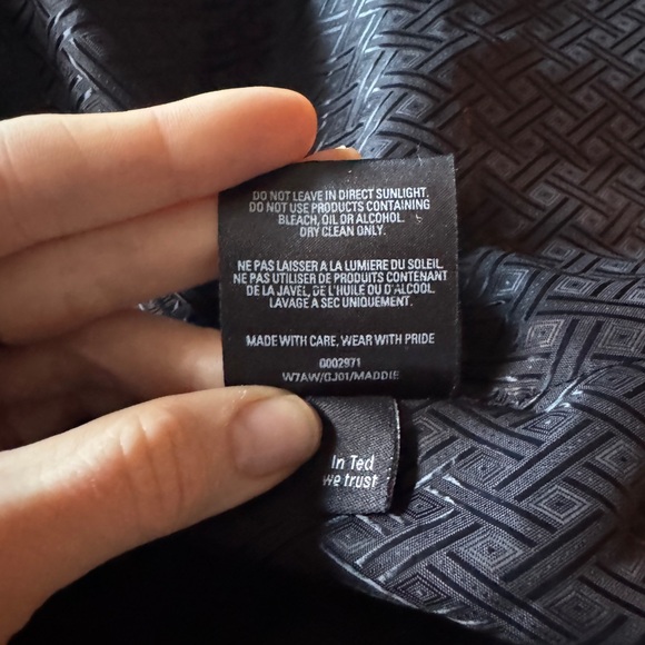 Ted Baker Women's Black & White Maddie Wool Thick Trench Coat size 2 (Small) - Picture 9 of 11